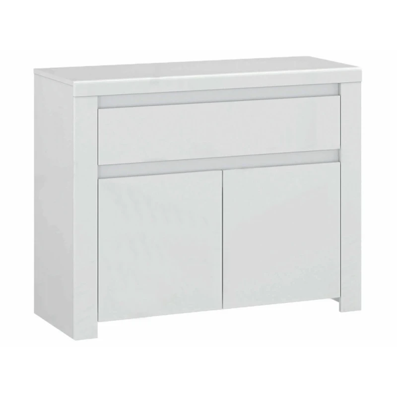 KONDELA Lindy 2D1S dvojdverová komoda so zásuvkou biely lesk
