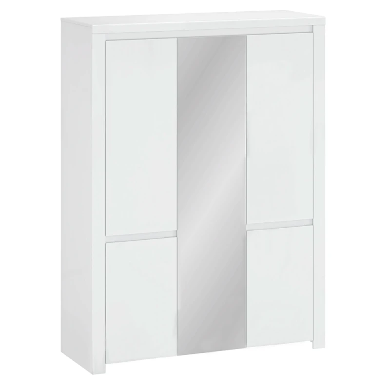 KONDELA Lindy 5D šatníková skriňa so zrkadlom biely lesk