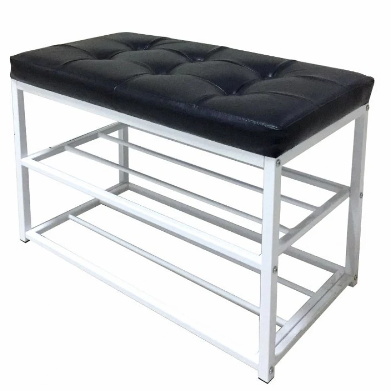 KONDELA Lyros botník s lavicou čierna / biela