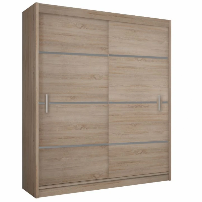 KONDELA Merina 203 2D šatníková skriňa s posuvnými dverami dub sonoma / sivá