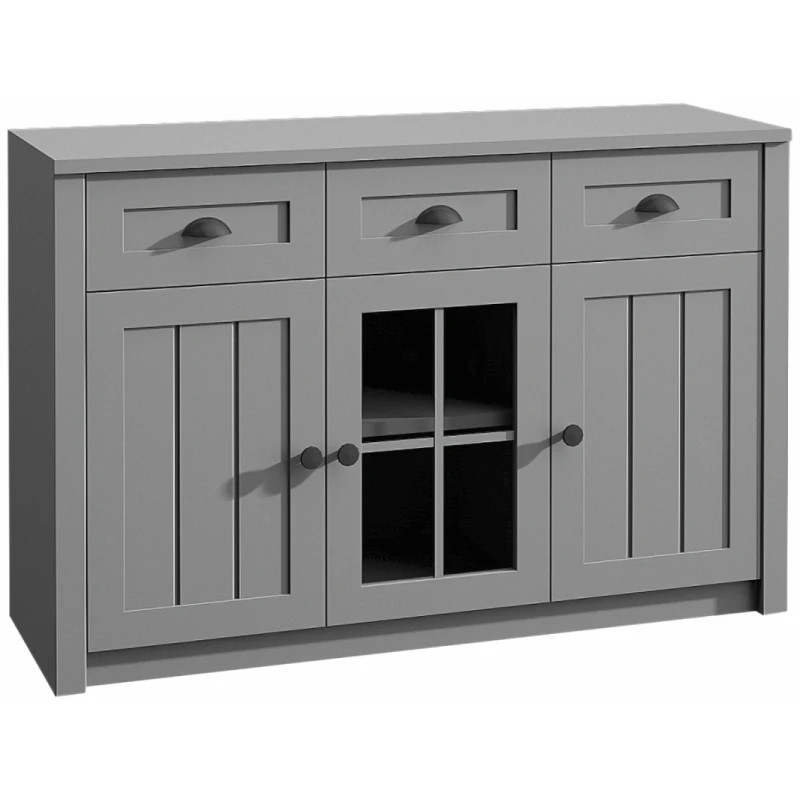 KONDELA Provance K3S trojdverová komoda so zásuvkami sivá