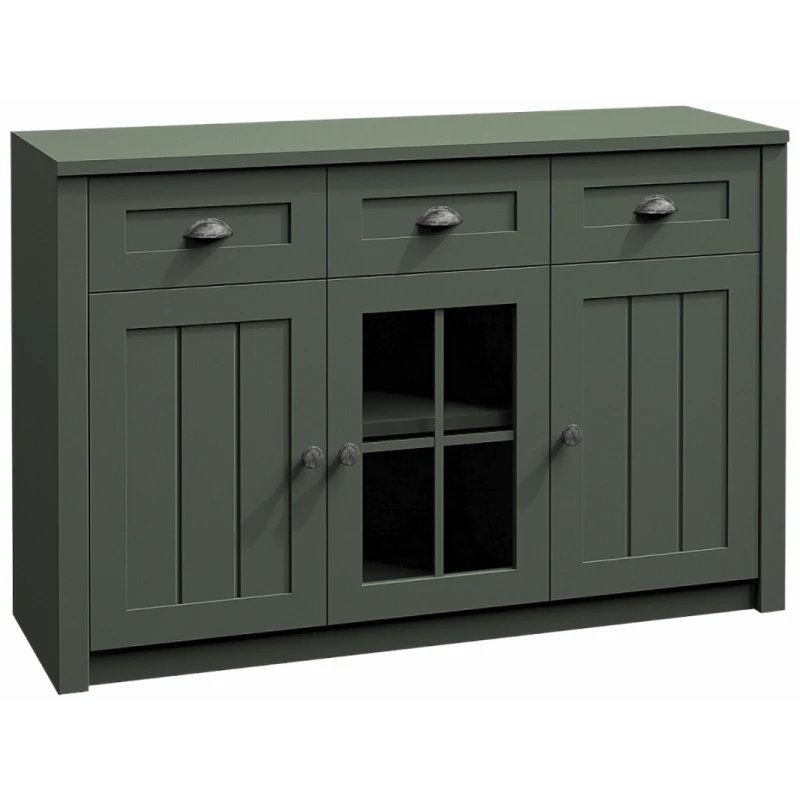 KONDELA Provance K3S trojdverová komoda so zásuvkami zelená