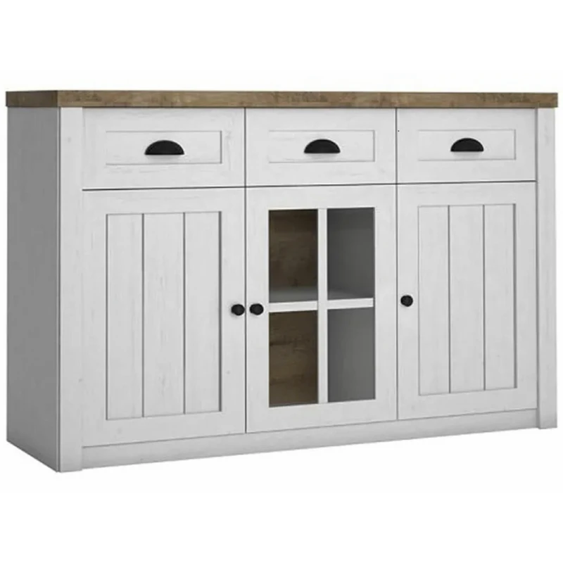 KONDELA Provance K3S trojdverová komoda sosna Andersen / dub lefkas