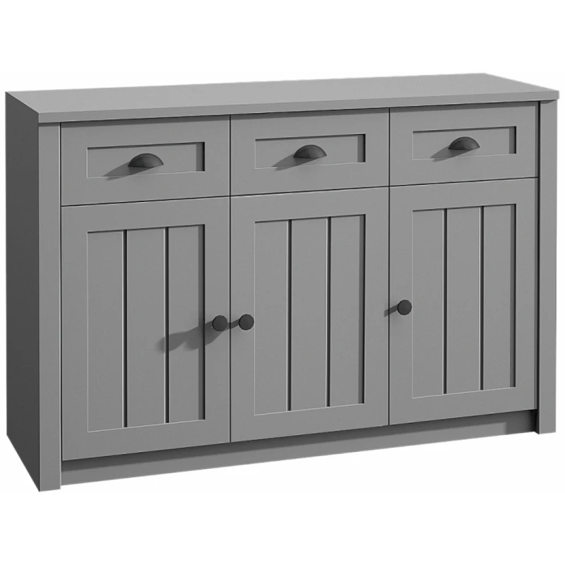 KONDELA Provance K3SP trojdverová komoda so zásuvkami sivá