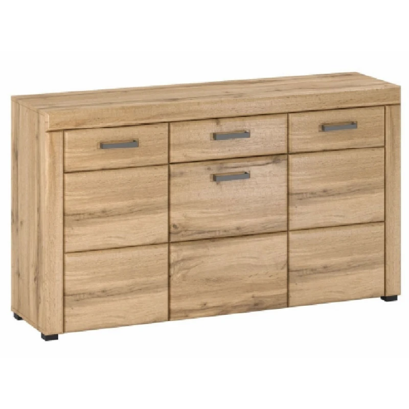 KONDELA Pusan E trojdverová komoda so zásuvkami dub apalačský