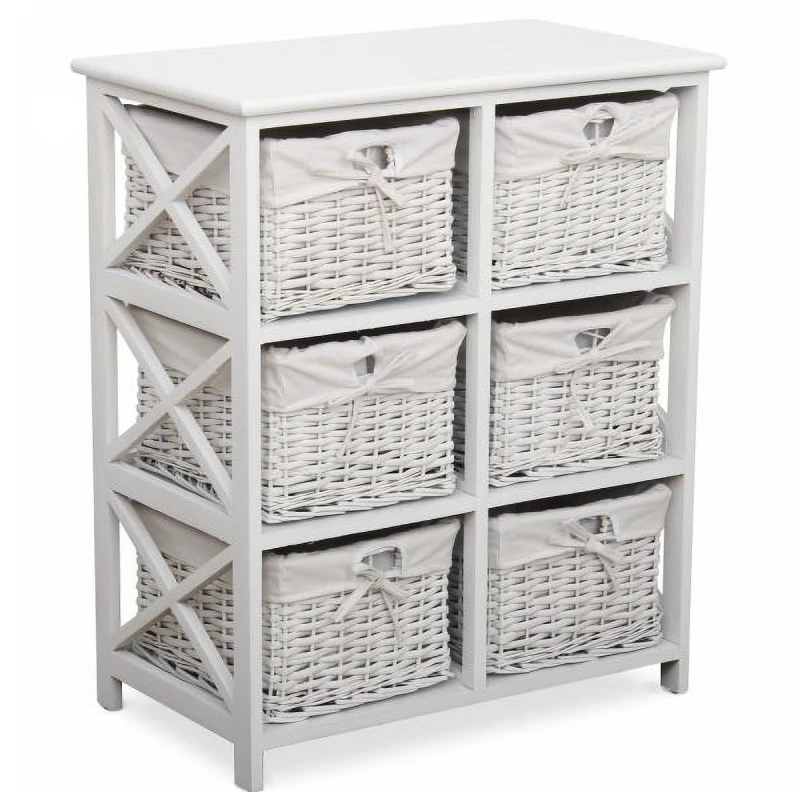 KONDELA Rafaello 6 košíková komoda biela