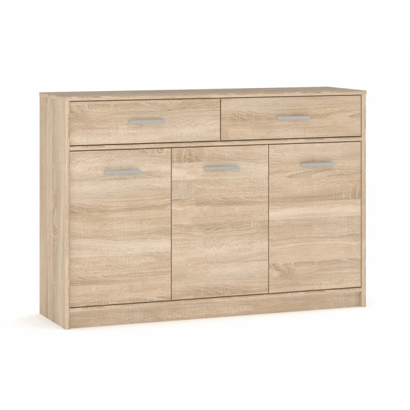 KONDELA Teyo 3D2S trojdverová komoda dub sonoma