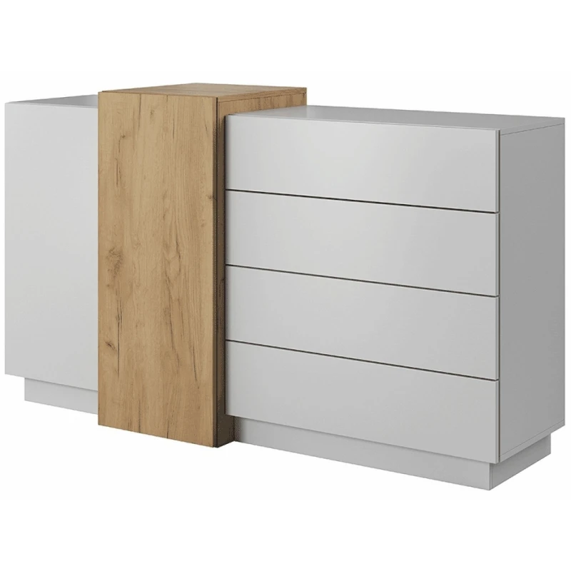 KONDELA Trio 2D4S dvojdverová komoda so zásuvkami biela / dub craft zlatý