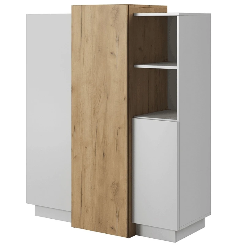 KONDELA Trio 3D trojdverová komoda biela / dub craft zlatý