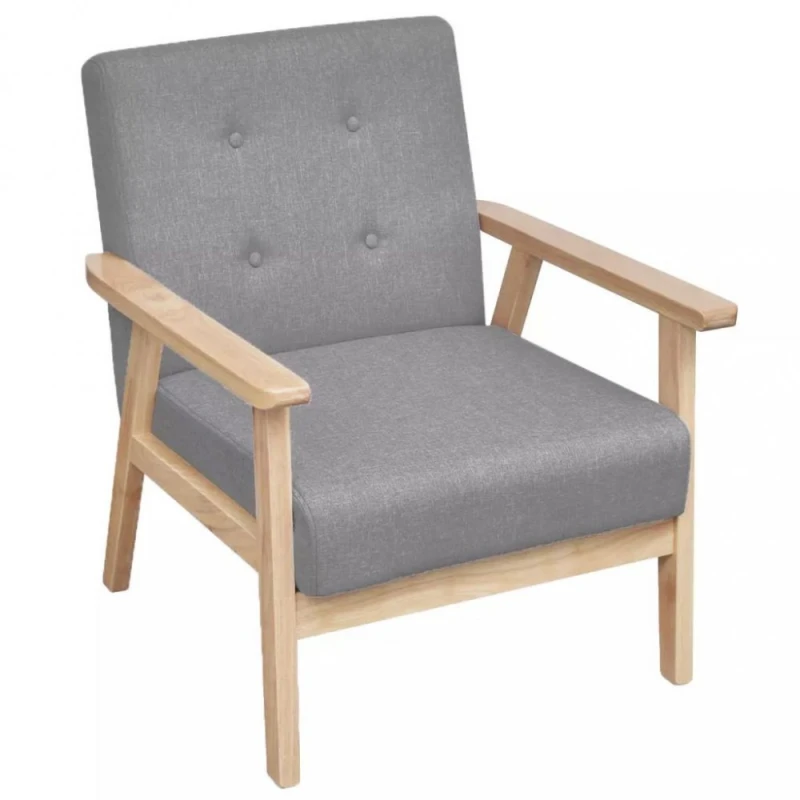 Kreslo textil / drevo Dekorhome Svetlosivá
