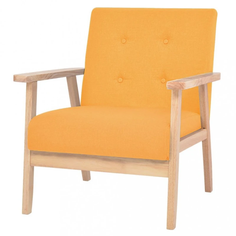 Kreslo textil / drevo Dekorhome Žltá