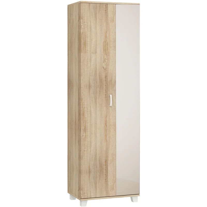 MEBLOCROSS Grand šatníková skriňa sonoma svetlá / biely lesk