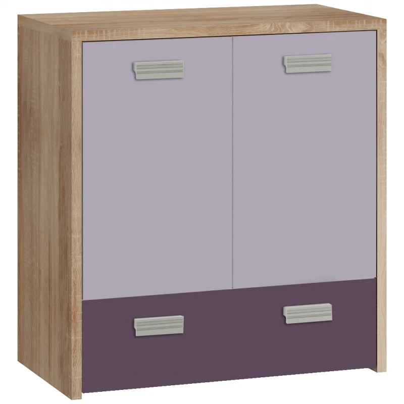MEBLOCROSS Kitty KIT-03 komoda sonoma svetlá / levanduľa / fialová