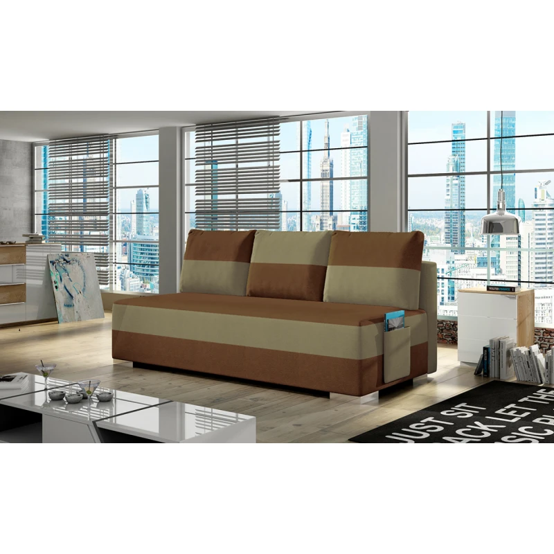 NABBI Adria rozkladacia pohovka s úložným priestorom hnedá / svetlohnedá