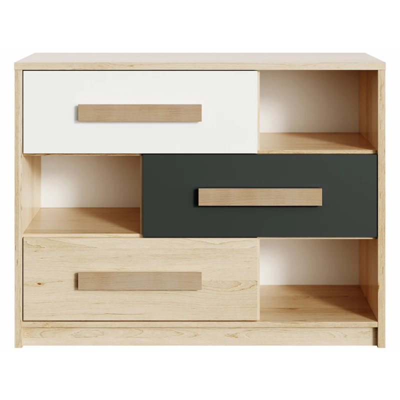 NABBI Aurin CH-1100-3DR komoda so zásuvkami pieskový artisan / biela / antracit