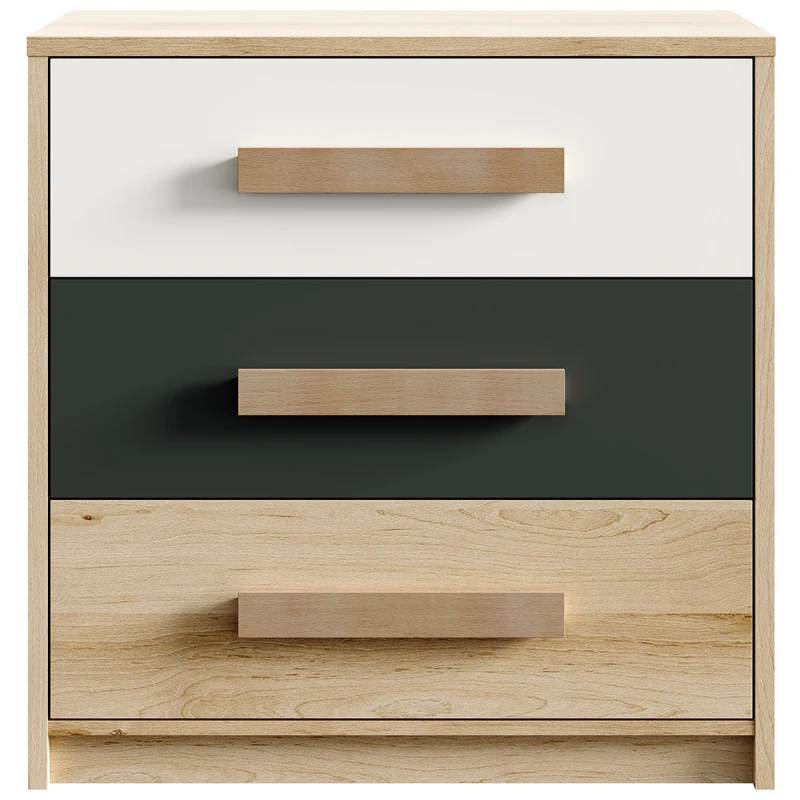 NABBI Aurin CH-850-3DR zásuvková komoda pieskový artisan / biela / antracit