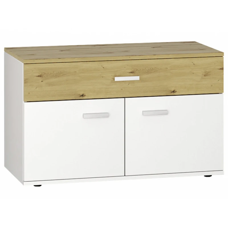 NABBI Bristol S-2D/1DR dvojdverová predsieňová skrinka so zásuvkou biela / dub artisan