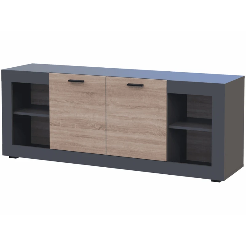 NABBI Dolin CH-2D dvojdverová komoda grafit / dub sonoma