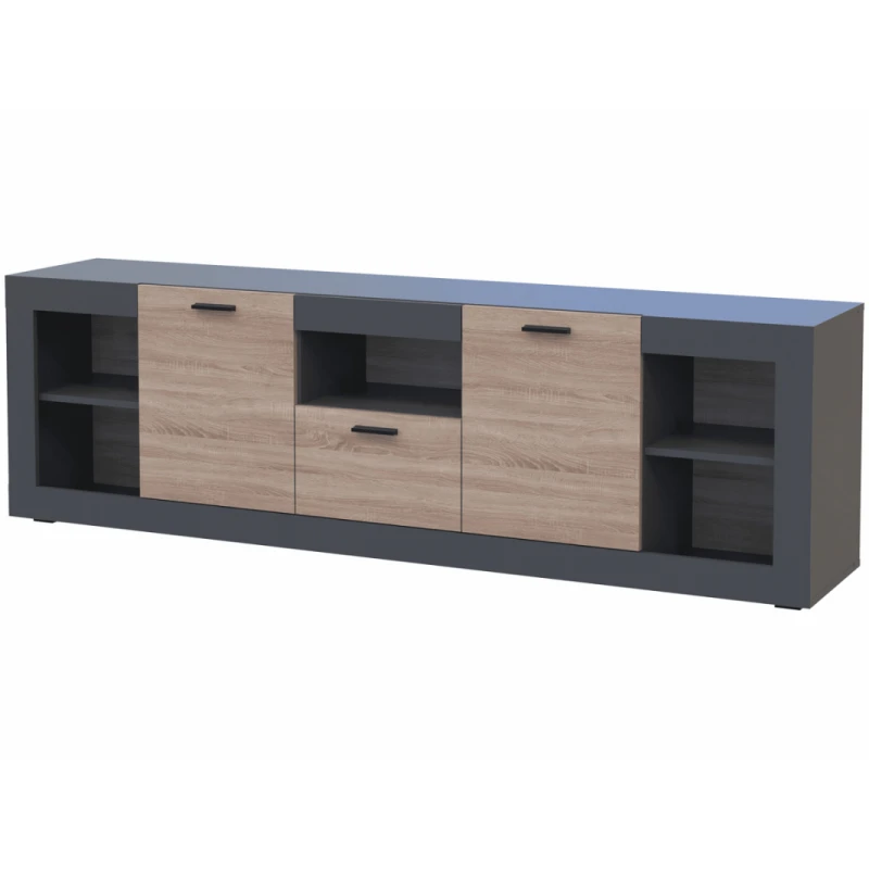 NABBI Dolin CH-2D/1DR dvojdverová komoda so zásuvkou grafit / dub sonoma