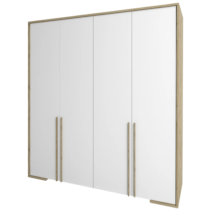 NABBI Finni W-4D štvordverová šatníková skriňa dub wotan / biela