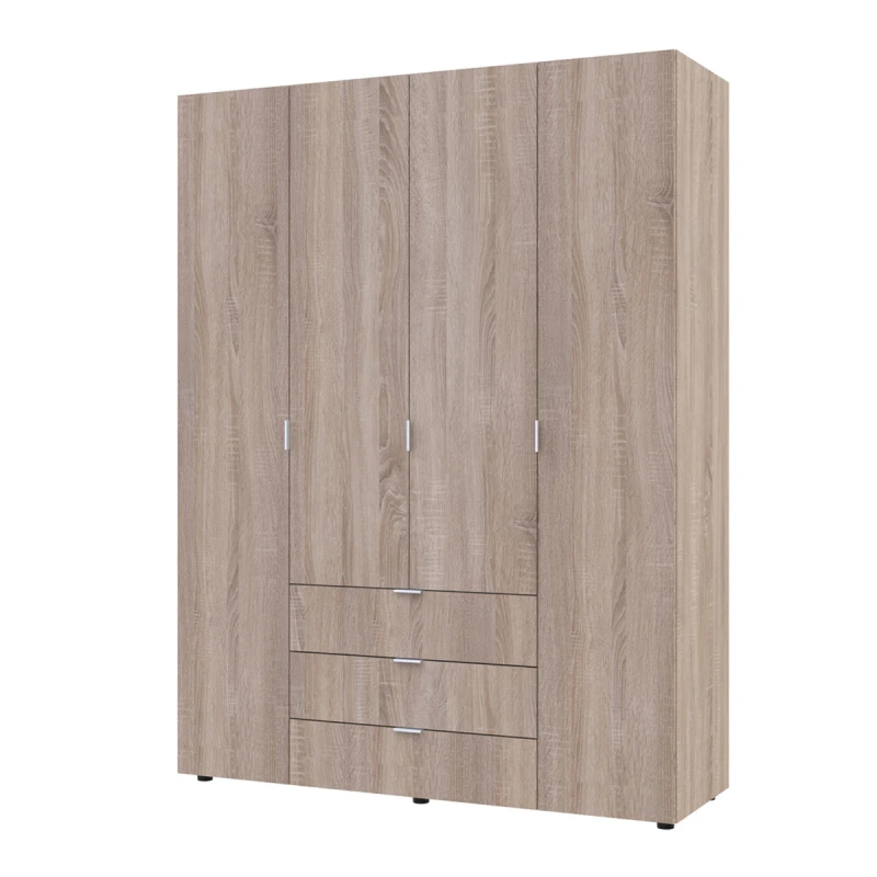 NABBI Gores štvordverová šatníková skriňa so zásuvkami dub sonoma