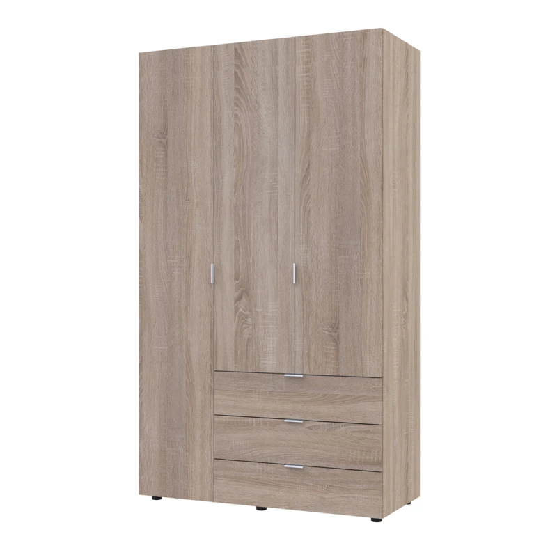 NABBI Gores trojdverová šatníková skriňa so zásuvkami dub sonoma