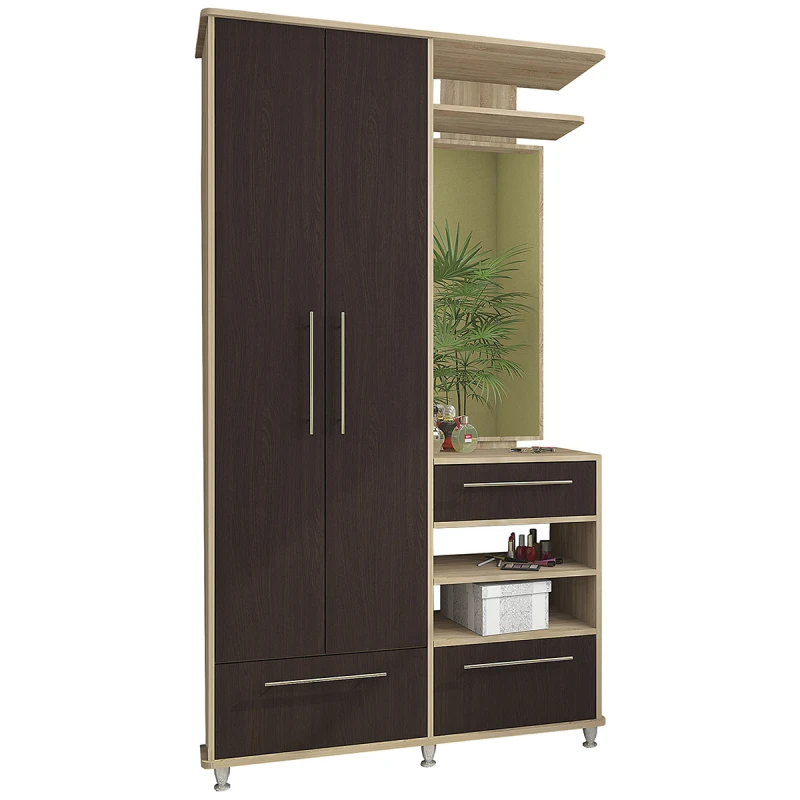 NABBI Naven WSM predsieň s vešiakovým panelom a zrkadlom dub sonoma / wenge magic