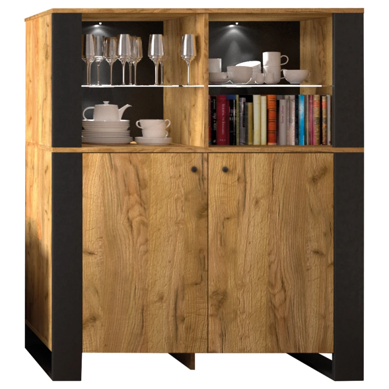 NABBI Olen CH-2D dvojdverová komoda čierna / craft zlatý