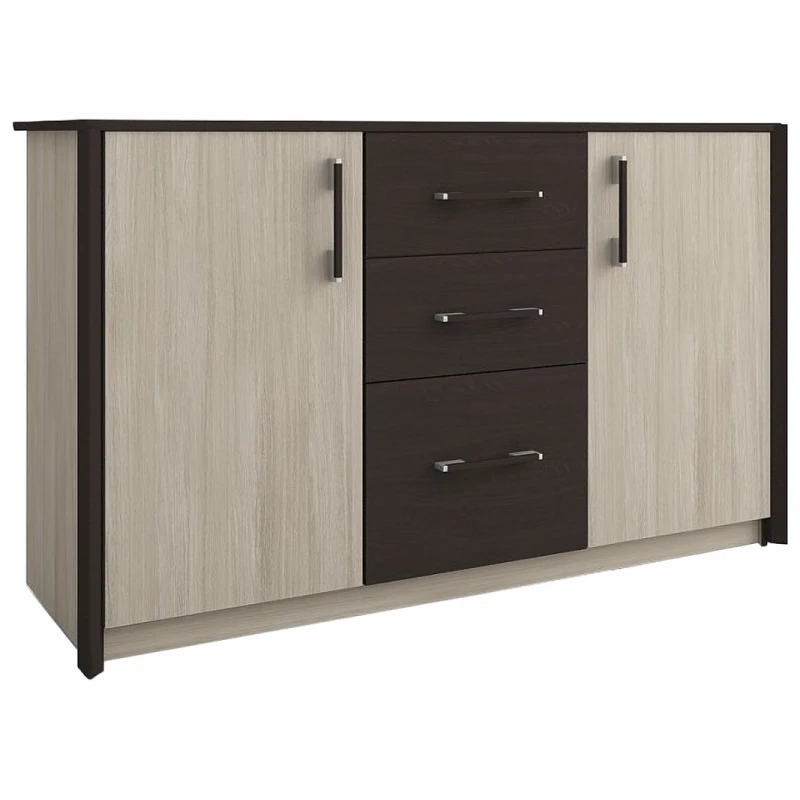 NABBI Seina CH-2D/3DR-1360 dvojdverová komoda so zásuvkami dub sonoma / wenge magic