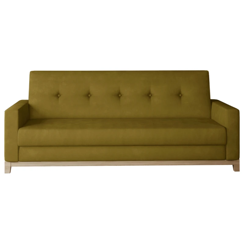 NABBI Soria rozkladacia pohovka s úložným priestorom zlatá / buk