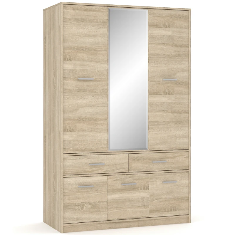 NABBI Tavir W-6D2DRWS šesťdverová šatníková skriňa so zásuvkami dub sonoma