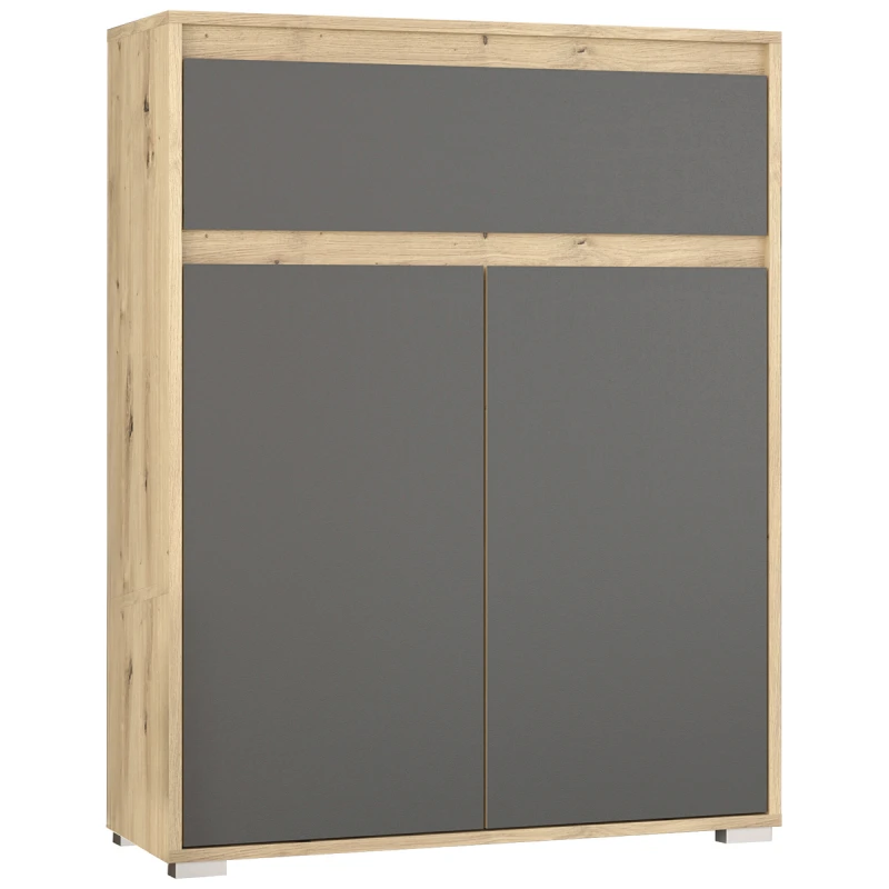 NABBI Thebes CH-2D1DRW dvojdverová komoda so zásuvkou dub artisan / sivá