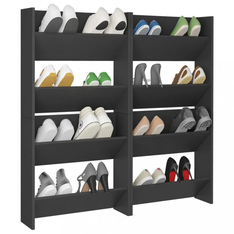 Nástenný botník 4 ks DTD Dekorhome Sivá