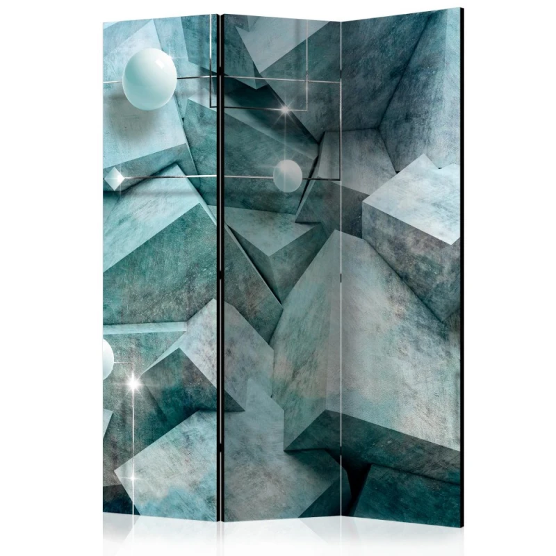 Paraván Concrete Cubes (Green) Dekorhome 135x172 cm (3-dielny)