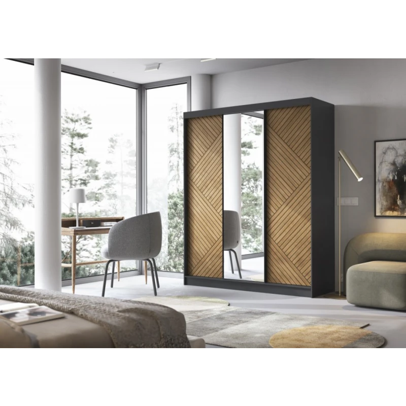 Šatníková skriňa MARRPHY III Eltap Strieborná / čierna