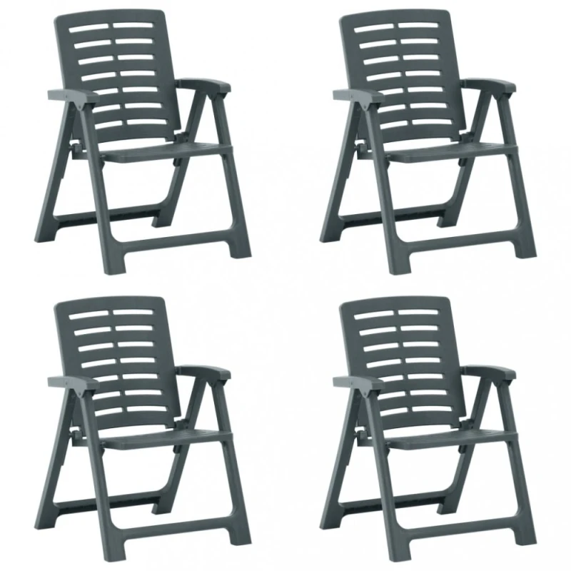 Skladacia záhradná stolička 4 ks plast Dekorhome Tmavo zelená