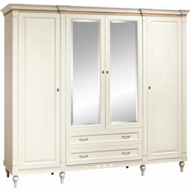 TARANKO Florencja FL-4D šatníková skriňa so zrkadlom vanilka / dub Florencja