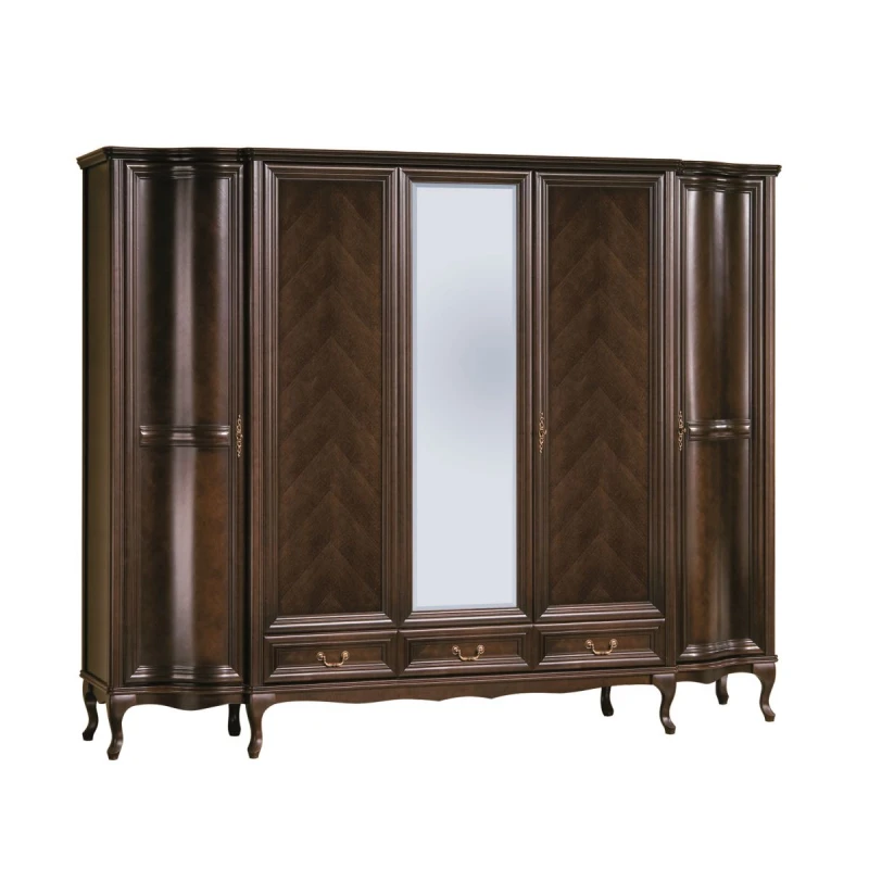 TARANKO Wersal W-5DF rustikálna šatníková skriňa so zrkadlom wenge