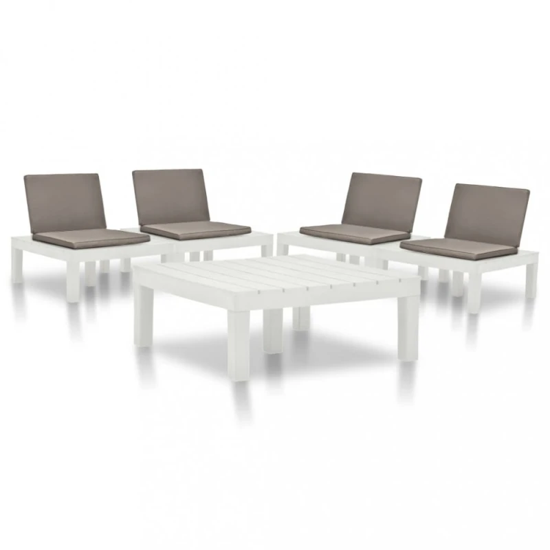 Záhradná sedacia súprava 5 ks plast / látka Dekorhome Biela