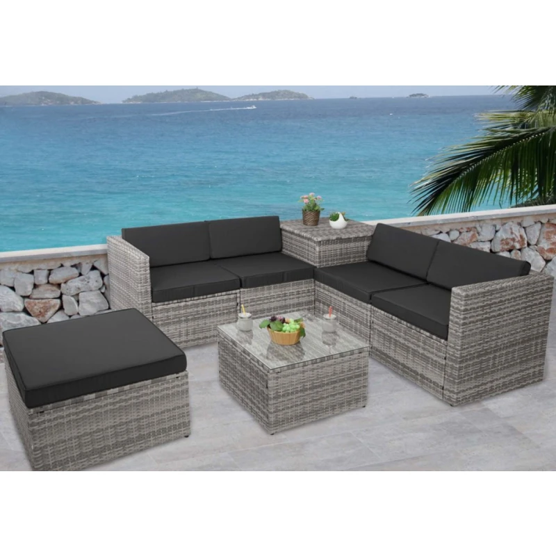 Záhradná sedacia súprava HWC-D21 Sivá