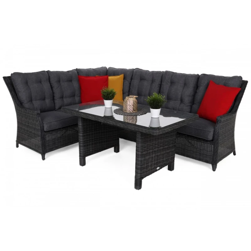 Záhradná sedacia súprava ľavý roh umelý ratan Sivá