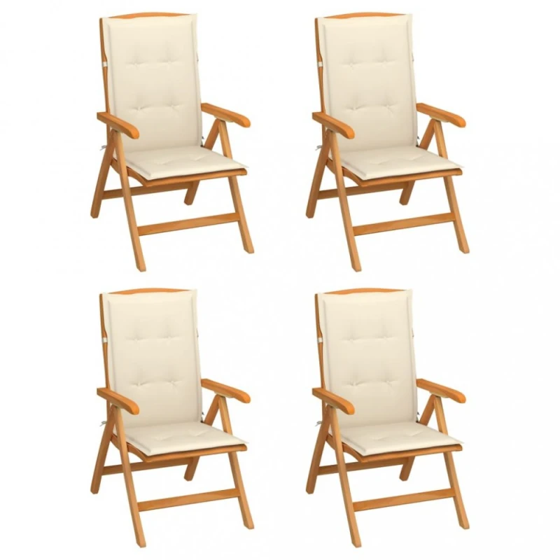 Záhradná stolička 4 ks teak / látka Dekorhome Krémová