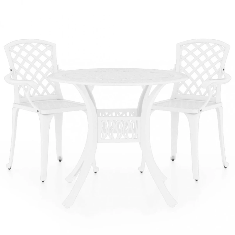 Záhradný bistro set 3 ks liaty hliník Dekorhome Biela