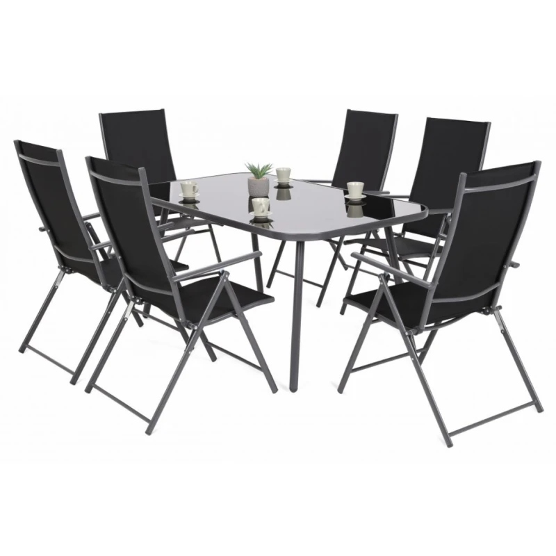 Záhradný jedálenský set 6+1 Čierna / sivá