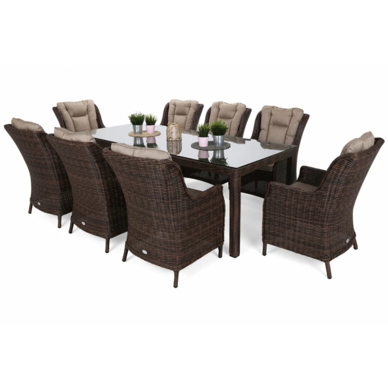 Záhradný jedálenský set 8+1 polyratan Hnedá