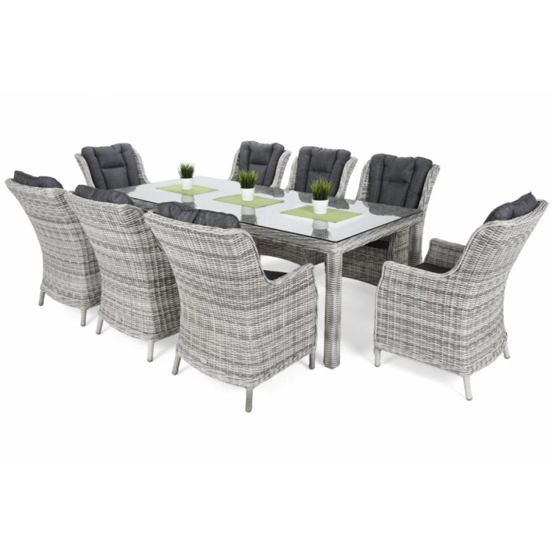 Záhradný jedálenský set 8+1 polyratan Svetlosivá